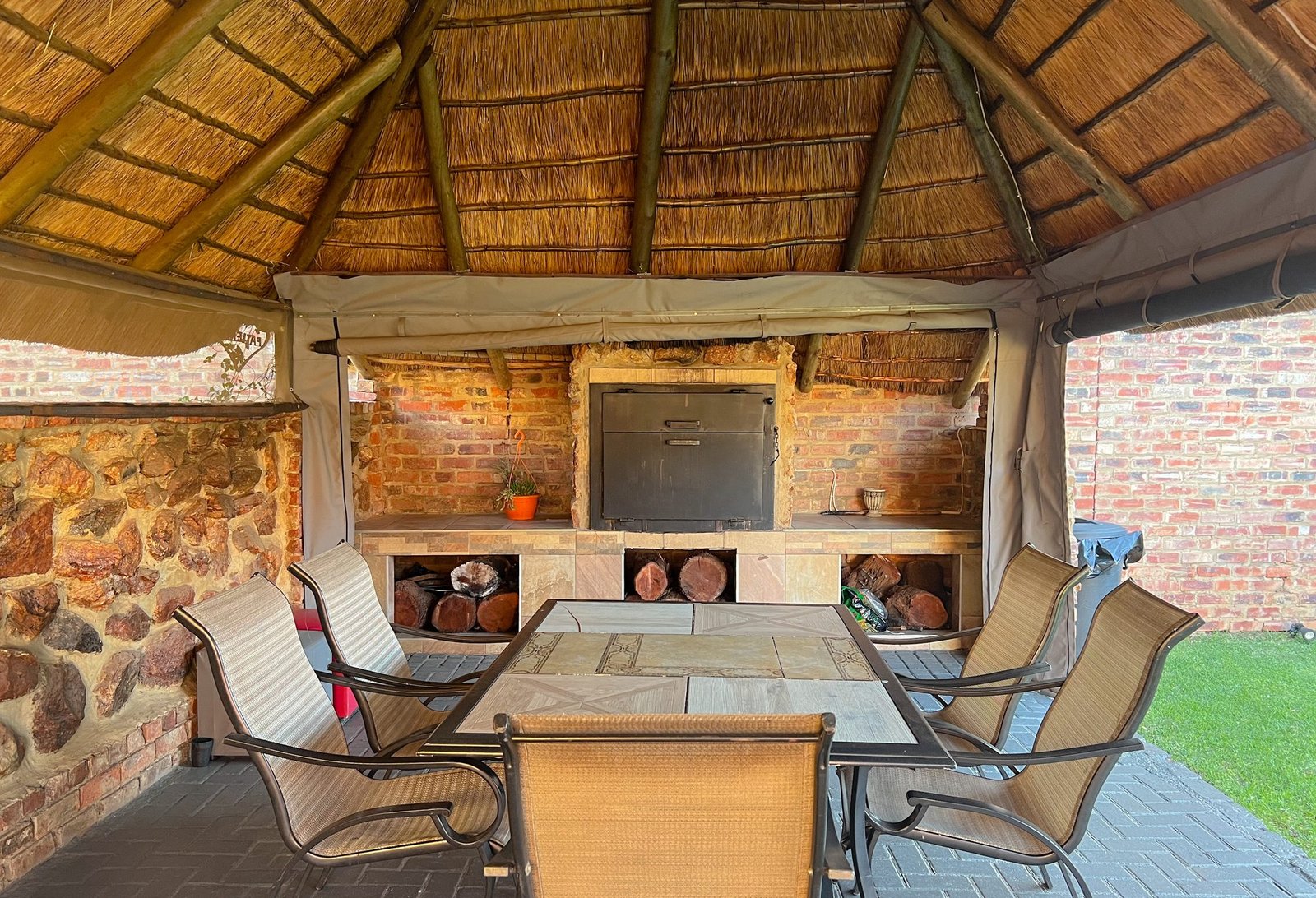 Thatched braai and entertainment area used for small functions